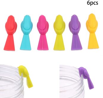 6 Stuks Siliconen Vogel Tieten Wijn Glas Mark Wine Glass Herkenner Cup Distinguisher (Gemengde Kleur)