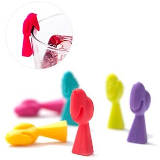 6 Stuks Siliconen Vogel Wijnglas Herkenner Party Wijnglas Marker Cup Distinguisher
