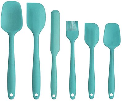 6 stuks Spatel Set Silicone Anti-aanbak Schraper Keuken Cake Gebak Chocolade Bakken Koken Keukengerei Schrapen Nuttig Gebruiksvoorwerp Blauw