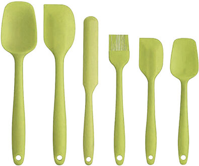 6 stuks Spatel Set Silicone Anti-aanbak Schraper Keuken Cake Gebak Chocolade Bakken Koken Keukengerei Schrapen Nuttig Gebruiksvoorwerp Groen