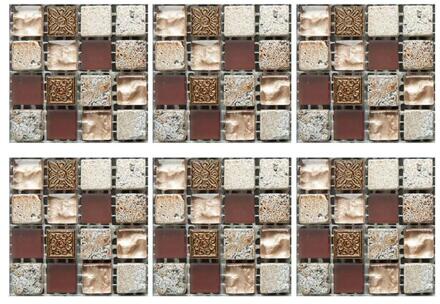 6 stuks Waterdichte Tegels Mozaïek Muur Sticker Keuken Badkamer Wc Adhensive Anti Olie Behang Hittebestendigheid Muur Decor Blauw