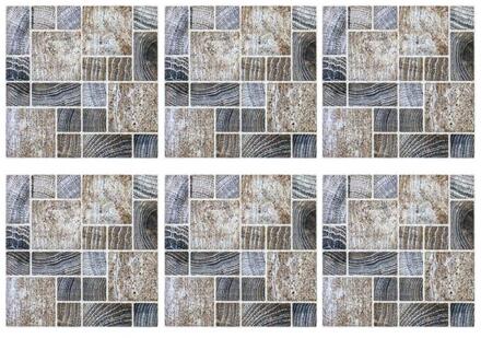 6 stuks Waterdichte Tegels Mozaïek Muur Sticker Keuken Badkamer Wc Adhensive Anti Olie Behang Hittebestendigheid Muur Decor Paars