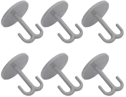 6 Stuks Zelfklevende Zware Plafond Haak Wandmontage Kast Lade Hanger Voor Handdoek Hoed Kleren Toetsen grijs