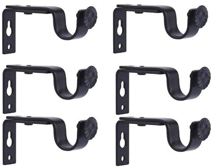 6 Stuks Zwart Verstelbare Gordijn Staaf Beugels Premium Stalen Staaf Beugel Voor Muren Gordijn Rod Holder