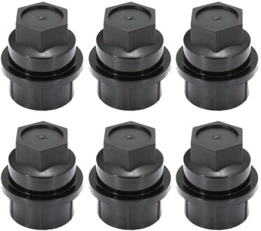 6 Stuks Zwart Wheel Moer Cover M27-2.0, Hex 22Mm Voor Gm 15646250