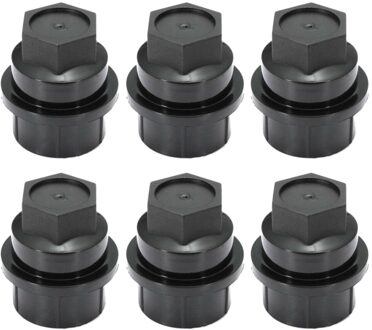 6 Stuks Zwart Wheel Moer Cover M27-2.0, Hex 22Mm Voor Gm 15646250