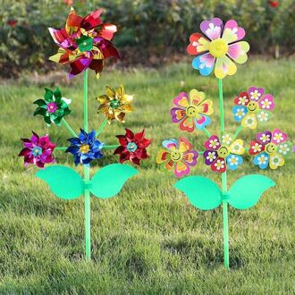 6 Wiel Cartoon Windmolen Speelgoed Draaimolen Wind Spinner Pinwheel Yard Garden Decor