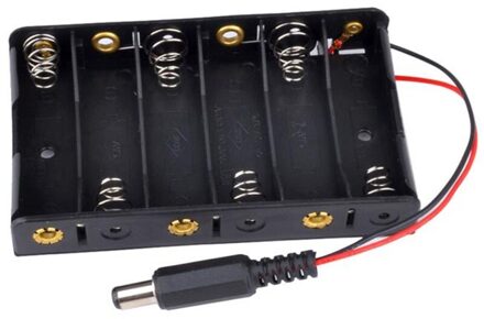 6 X Aa Batterij Case Opslag Houder Voor Diy Power Bank Aa Batterij Houder Box Circuit Met DC2.1 Power Jack voor Arduino