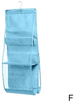 6 Zakken Opknoping Kast Kledingkast Organizer Clear Opvouwbare Handtas Drie-Dimensionale Purse Opbergtas Zakken een-size-blauw