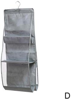 6 Zakken Opknoping Kast Kledingkast Organizer Clear Opvouwbare Handtas Drie-Dimensionale Purse Opbergtas Zakken een-size-grijs