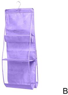 6 Zakken Opknoping Kast Kledingkast Organizer Clear Opvouwbare Handtas Drie-Dimensionale Purse Opbergtas Zakken een-size-paars