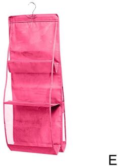 6 Zakken Opknoping Kast Kledingkast Organizer Clear Opvouwbare Handtas Drie-Dimensionale Purse Opbergtas Zakken een-size-roze