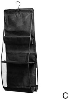 6 Zakken Opknoping Kast Kledingkast Organizer Clear Opvouwbare Handtas Drie-Dimensionale Purse Opbergtas Zakken een-size-zwart