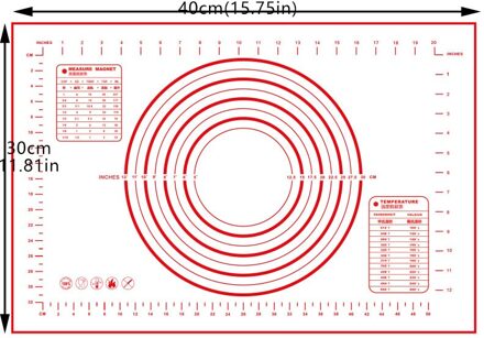 60*40Cm Siliconen Bakken Mat Kneden Deeg Mat Bakken Rollende Gebak Mat Bakvormen Liners Pads Koken gereedschap 40X30CM rood