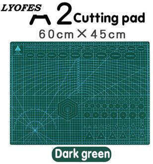 60*45Cm A2 Snijplank Grid Line Self-Healing Snijplank Craft Card Multi-color Dubbele dubbelzijdige Desktop Cutting Pad donker groen