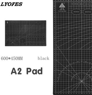 60*45Cm A2 Snijplank Grid Line Self-Healing Snijplank Craft Card Multi-color Dubbele dubbelzijdige Desktop Cutting Pad zwart