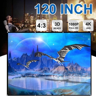 60/72/84/100/120 Inch 4:3 Projector Screen Doek Hd Opvouwbare Anti-kreuk Proyectores Projectie Films scherm Voor Home Theater 100 duim
