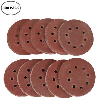 60/80/100 Stuks 5 Inch Haak Loop Schuren Papier Met 8 Gat Zand Pads Set 40 Grit-600 Grit Sander Disc Abrasives Voor Polish Machine 100stk B