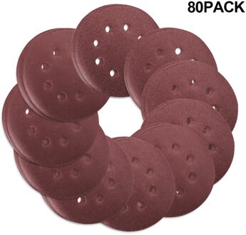 60/80/100 Stuks 5 Inch Haak Loop Schuren Papier Met 8 Gat Zand Pads Set 40 Grit-600 Grit Sander Disc Abrasives Voor Polish Machine 80stk