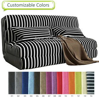 60/90/120cm Fashion Sofa Bed Lazy Couch Folding Velvet Stripe Tatami Bedroom Sofa Chair Washable with Removable Cover