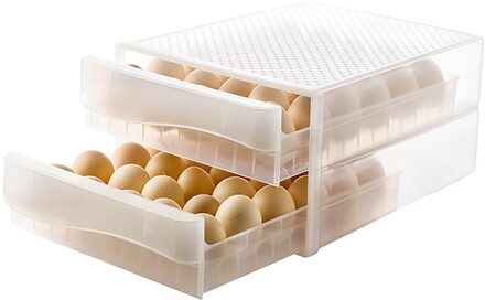 60 Eieren Huishoudelijke Opbergdoos Lade-Type Koelkast Opbergdoos Plastic Transparante Knoedel Doos Dubbele Laag Ei Lade