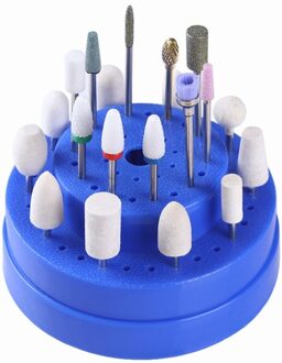 60 Hole Nail Art Slijpen Boren Opbergdoos Elektrische Manicure Machine Schuren Heads Container Grote Bits Display Base Blauw