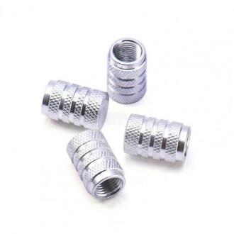 60% In !! 4 Stuks Aluminium Auto Wiel Tyre Bandenspanning Valve Stem Cap Stofkap Zilver