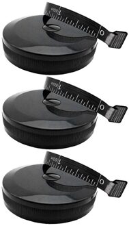 ! 60-Inch 1.5M Soft Intrekbare Meetlint, Pocket, body Tailor Naaien Craft Meetlint (3 Stuks Zwart)