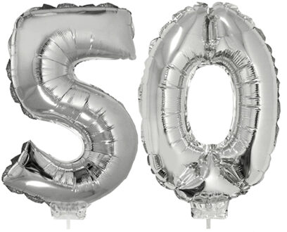 60 jaar leeftijd feestartikelen - versiering cijfers - ballonnen op stokje - van 41 cm