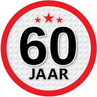 60 jaar leeftijd sticker rond 15 cm - 60 jaar verjaardag/jubileum versiering