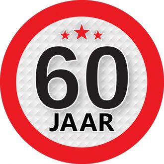 60 jaar leeftijd sticker rond 9 cm - 60 jaar verjaardag/jubileum versiering