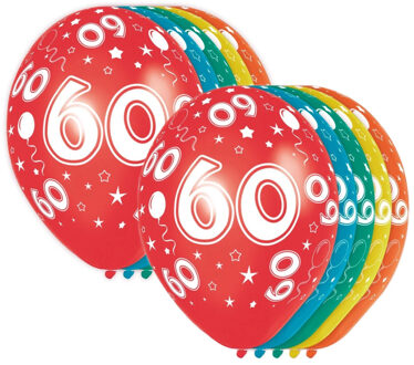 60 Jaar thema versiering helium ballonnen - 30 cm - 10x stuks - Leeftijd feestartikelen - versiering
