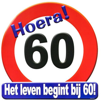 60 jaar verjaardag stopbord - Dia 50 cm - Leeftijd feestartikelen - Feestdecoratieborden Multikleur