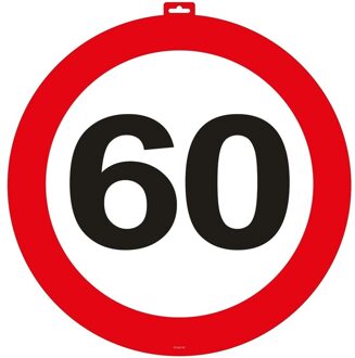 60 Jaar verkeersbord wandbord 47 cm - Feestdeurdecoraties Multikleur