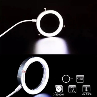60 LED Ring Light for Microscope Brightness Adjustable STEREO ZOOM USB Plug Light Source Shadowless illuminator Lamp