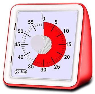 60 Minuten Analoge Visuele Timer, Stille Countdown, Tijd Management Tool Voor Kinderen En Volwassenen Visuele Analoge Timer rood