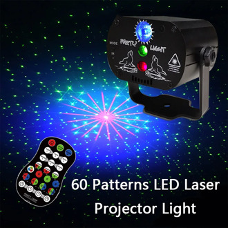 60 Patterns Laser Stage Light LED USB Charging Party RGB LED Disco Light DJ Moving Head Laser Projection Lamp Stage Lighting