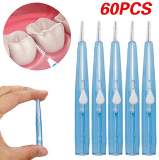 60 Pcs Dental Tandenborstel Oral Care Tandenstoker Push-Pull Rager 0.7mm Gum Interdentale Floss Orthodontische Draad Borstels