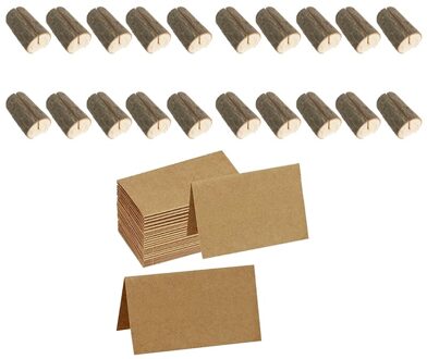60 Pcs Rustieke Houten Plaats Kaarthouders Houten Tafel Nummers Houder Stand Houten Bark Memo Houder Kaart Foto Note Clip