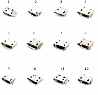 60 Pcs/set Micro USB Connector 12 Models Socket Jack USB Connectors Set For MP3 Lenovo Huawei Samsung SMD DIP Socket Set Kit