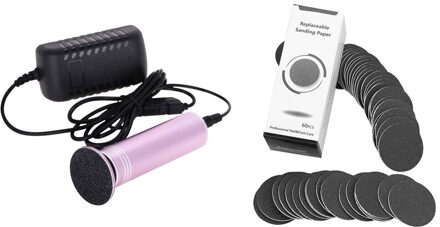 60 Pcs Vervanging Schuurpapier Schijven Pads Elektrische Foot File Eelt Remover & 1 Set Elektrische Voet Eelt Remover Eu Plug