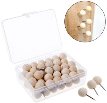60 Stks/pak Ronde Wood Thumb Tack Japanse Creatieve Decoratieve Tekening Kurk Boord Voor School Pin Broches Punaise Kantoor