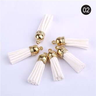 60 Stks/partij 38Mm Vintage Lederen Kwasten Fringe Averecht Macrame Voor Diy Sieraden Maken Sleutelhanger Mobiele Telefoon Riemen Hanger Accessoires goud wit