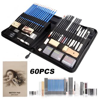 60 Stks/partij Tekening Potlood Set Student Schilderen Kunst Levert Kunstenaar Professionele Kalligrafie Tekening Potlood Schetsboek Pennen Kit
