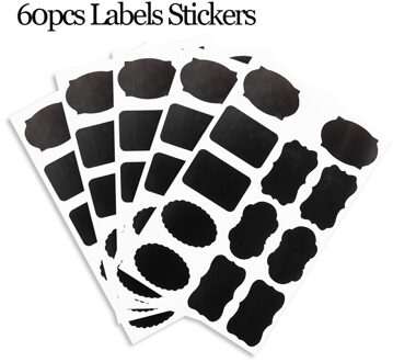 60 Stks/set Waterdichte Krijtbord Keuken Spice Label Stickers Thuis Jam Jar Fles Tags Blackboard Etiketten Stickers Met Marker Pen Labels sticker