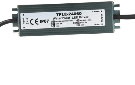 60 watt - 24v / 2,5a waterdichte adapter voor zigbee buitenverlichting