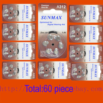 60 x Gehoorapparaat Batterijen A312 312A ZA312 312 PR41 U