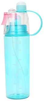 600 Ml Sport Fietsen Mist Spray Water Gym Beach Fles Lekvrije Drinken Draagbare Cool Creatieve Spray Fles Water Blauw