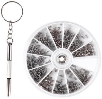 600 Pcs/Set Small Stainless Steel Screws 12 Kinds of Electronics Nuts Assortment + 1pc Screwdriver for Eyeglasses Repairing Tool