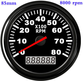 6000 Rpm 8000 Rpm Boot Toerenteller Sensor Tacho Urenteller Gauge Lcd Urenteller 12V/24V 85Mm auto Toerenteller Voor Marine Accessoires 8000 rpm BN